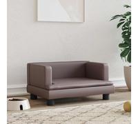 Ordellia Cama para perros marrón de piel sintética 60 x 40 x 30 cm con acolchado de espuma, madera de pino maciza, impermeable y fácil de limpiar para perros pequeños como un lugar tranquilo para