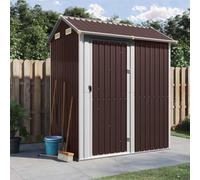 Ordellia Cobertizo Braun 192 x 152,5 x 237 cm de acero galvanizado, cobertizo con puerta 70 x 190 cm, para herramientas de jardín, cortacésped, bicicleta, patio, protección contra la intemperie