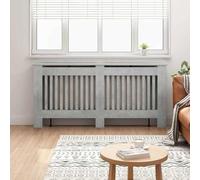 Ordellia Cubierta para radiador de hormigón gris de madera de 172 x 19 x 81,5 cm con estante superior, láminas verticales para un flujo de calor uniforme, revestimiento seguro para viviendas