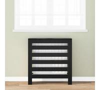 Ordellia Cubierta para radiador de madera de roble negro, 78 x 20 x 82 cm, con estante superior, estructura de listones verticales para radiadores, montaje en pared en interiores