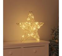 Ordellia Estrella 3D con 50 LED blanco cálido, alimentado por USB, 55 x 52,5 x 9 cm, tira de luz LED, mando a distancia, interior y exterior protegido, decoración navideña para salón, Adviento