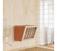 Ordellia Heno para conejos de madera maciza de abeto 25 x 18,5 x 20,5 cm, dispensador de heno para cobayas y chinchillas, montaje en pared, inodoro y duradero para jaula y establo