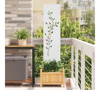 Ordellia Lona de privacidad para jardín, diseño floral, color blanco, de acero laminado en frío, 32 x 140 cm, con incrustaciones decorativas para terraza, balcón y jardín, protección visual para