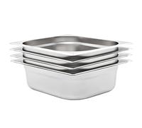 Ordellia Lote de 4 recipientes de acero inoxidable GN 1/2, 325 x 265 x 100 mm, 6,5 L, apilables para bain-marie, buffet, catering y calentador de alimentos