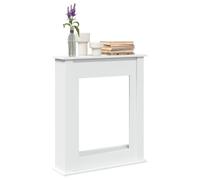 Ordellia Marco de madera blanca para chimenea, 75 x 20 x 87,5 cm, para chimenea eléctrica, llama LED, estante para decoración y marcos de fotos, montaje en pared, carga de 30 kg