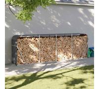 Ordellia Refugio para leña de chimenea, antracita, 300 x 45 x 100 cm, de acero galvanizado con 2 ganchos para almacenamiento de leña, chimenea, horno, terraza, jardín