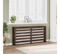 Ordellia Revestimiento de radiador marrón roble 175 x 20 x 82 cm, material de madera con listones horizontales, accesorios para radiador, calefacción, termostato, montaje en pared