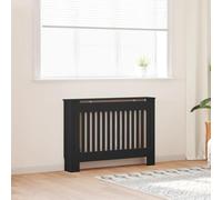 Ordellia Revestimiento de radiador negro de madera 112 x 19 x 81,5 cm con listones verticales, accesorios para radiadores para salón, montaje en pared, orden y estante