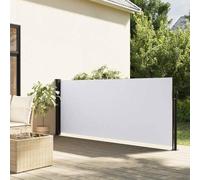 Ordellia Toldo lateral extensible blanco 140 x 600 cm, 100% poliéster con revestimiento de poliuretano, resistente a la intemperie y protección UV, incluye marco de acero y aluminio, ideal para balcón