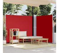 Ordellia Toldo lateral extensible rojo 180 x 600 cm, tejido de poliéster resistente a los rayos UV, impermeable, con función de enrollado automático, incluye accesorios de montaje y 2 postes para