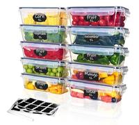 Ordeluxe Juego de 10 Contenedores Herméticos de Cocina 1L - Tuppers Alimentarios BPA Free, Apto Microondas, Congelador y Lavavajillas