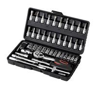 Ordeluxe Juego de llaves de vaso 46pcs Cr-V,72 dientes Llave Carraca 1/4".Carraca pequeña con Maletin herramientas,Llaves de tubo cromadas y pulidas,ideal para reparación de coches y trabajos mecánico
