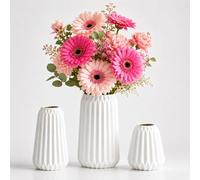 Ordeluxe Set de 3 Jarrones Decorativos Modernos en Cerámica Blanca,Jarrón Pequeño,Jarrones para Flores,Jarron Ceramica,Floreros Decorativos Modernos,Decoracion Salon Modernos,Adornos Salon,Home Decor
