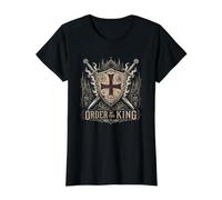 Orden del Rey Caballero Cruzado Medieval Camiseta gráfica económica, Mujer, Negro, S