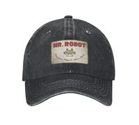 Ordenador con Sourires Anime Funny Mr Robot Custom Retro Cowboy Lavado Birras de béisbol para Hombres Denim Sun Hat Hip Hop Pico Sombrero