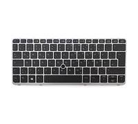 Ordenador de oficina 24 teclado compatible con HP EliteBook 820 G1, 820 G2, 725 G1, 725 G2 | iluminado | varios idiomas/diseños (plata alemana)