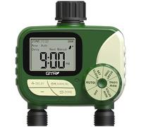 Ordenador de riego con 2 salidas, reloj de riego con retardo de lluvia, función manual/automática, reloj de riego con gran pantalla LCD para jardines