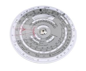 Ordenador de vuelo circular E6B-R para aplicaciones de aviación, incluyendo cálculo de componentes de viento cruzado, estimación de la tasa de ascenso y planificación de descenso (E6B-R2)
