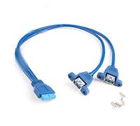 Ordenador Personal Caso de computadora Interno 19pin Hembra a 2 Puertos Dual USB 3.0 Escriba un Cable Montaje Panel Bloqueo Tornillo Femenino Azul 25 cm/50 cm(50cm)
