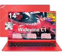Ordenador Portátil 14 Pulgadas Celeron N5095 hasta 2,9 GHz Win11 8GB RAM 256GB SSD Expansión 1TB 5G WiFi 1920x1080 FHD BT4.2 HDMl USB 3.0 Portatil Pc con Mouse Cargador Teclado QWERTY Inglés - Rojo