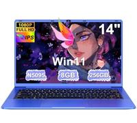 Ordenador Portátil 14 Pulgadas Celeron N5095 Upto 2,9 GHz Portatiles 8GB RAM 256GB SSD TF 1TB LPDDR4 Win11 5G WiFi 1920*1080 FHD Widevine L1 Laptop Película Protectora Español - Morado Cuerpo Metálico