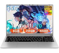 Ordenador Portátil 15.6 Pulgadas Celeron N5095 Upto 2,9 GHz Win11 Pro Laptop 8GB RAM 256GB SSD TF 1TB LPDDR4 5G WiFi 1920*1080 FHD USB 3.0 Widevine L1 Portátil Película Protectora Español - Plata
