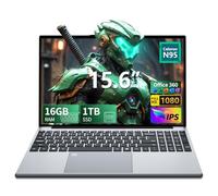 Ordenador Portátil 15,6 Pulgadas FHD, 16GB RAM 1TB SSD, Alder Lake N95 Hasta 3.4GHz, Win 11 Pro PC Portátil Office 365, Teclado Retroiluminado con Pad Numérico, Lector Huellas, USB 3.0/HDMI, WiFi 5