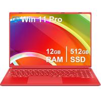Ordenador Portátil 16 Pulgadas Celeron N5095 Up to 2.9Ghz, Portátil Win 11 con 5G WiFi 12+512GB SSD Expansión 1TB, BT 4.2 Mini Puerto Multimedia Portatiles Ventilador Refrigeración 1920*1200-Rojo