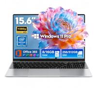 Ordenador portátil 2026, laptop Windows 11 Pro de 15.6 pulgadas con Office 365 incluido, 8 GB de RAM 256 GB SSD, proceso Intel Pentium, batería 6H, mini HDMI, cámara, micrófono, parte superior delgada