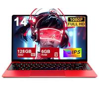 Ordenador Portatil Celeron N4020 Up to 2.8Ghz, Ordenadores Portatiles 14 Pulgadas Win 10 con 5G WiFi 6+128GB SSD Expansión 1TB, BT 4.2 1920X1080 FHD Mini Puerto Multimedia Portatiles Buenos-Rojo
