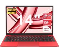 Ordenador Portatil Celeron N4020 Up to 2.8Ghz, Ordenadores Portatiles 14 Pulgadas Win 11 con 5G WiFi 6+256GB SSD Expansión 1TB, BT 4.2 1920X1080 FHD Mini Puerto Multimedia Portatiles Buenos-Rojo