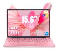Ordenador portátil rosa de 15,6", 12.Gen N95 (hasta 3,4 GHz), 16 GB de RAM DDR4, SSD NVME de 512 GB, Win 11Pro y Office 365, portátil con teclado retroiluminado, WiFi de doble banda (16 + 512 G)