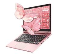 Ordenador portátil táctil plegable de 360°, portátil Celeron N4020, 6 GB RAM 128 GB SSD, WiFi (2,4 G/5G), Bluetooth, 1366 x 768 IPS, cámara web, PC portátil a medida para profesionales - Rosa