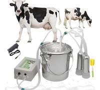 Ordeñadora eléctrica recargable para vacas con parada automática, ordeñadora por pulsación para ganado/ovejas, opciones de 3/5/10/14 L, cubo de acero inoxidable y tubo de silicona Sheep 10L