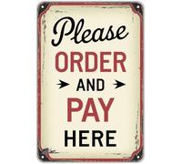Order And Pay Here Tin Sign Vintage Bar Game Room Art 8x12 Inch