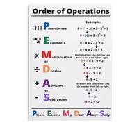 Order of Operations Math Poster - Educational Classroom Decor & Teacher Gift, Essential Math Rules Chart for Students(Unframed,12x18inch(30x45cm))
