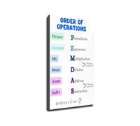 Order Of Operations PEMDAS Poster Math Classroom Anchor Chart Wall-Art Decor For Teacher Study(Unframed,12x18inch(30x45cm))