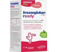 Imunoglukan P4H ready | 30 Comprimidos Masticables | Complemento Alimenticio con IMG, Vitamina D, Zinc y edulcorantes para las Defensas y los Huesos - Sabor Frambuesa