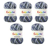 ordinarYone 5 rollos de hilo acrílico multicolor de 50 gramos por rollo, hilo de algodón de leche para suéter, bufandas, sombreros, mantas, tejer ganchillo