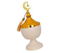 ordinarYone Elegante tarro decorativo de hierro con tapa, cuenco de dulces Eid Ramadans para decoración del hogar, exhibición de vacaciones con diseño artístico