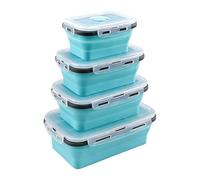 ordinarYone Fiambrera cuadrada plegable portátil de silicona para alimentos, materiales de grado alimenticio, contenedor de alimentos para oficinas, viajes, picnics al aire libre