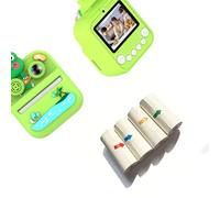 ordinarYone Paquete de 1 cámara digital para niños con lentes, cubierta protectora ABS, lector de tarjetas de memoria de 32 GB y 4 rollos de papel fotográfico