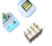 ordinarYone Paquete de 1 cámara digital para niños con lentes, cubierta protectora ABS, lector de tarjetas de memoria de 32 GB y 4 rollos de papel fotográfico