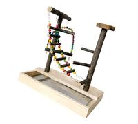 ordinarYone Soporte de madera para loros con escalera de columpio de entrenamiento interactivo, percas de escalada para pájaros pequeños