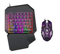 ordinarYone Teclados y mouse para juegos de una sola mano, cable USB de 40 teclas, retroiluminado, ergonómico, retroiluminado, retroalimentación mecánica de muñeca