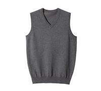 ORDOBO Chaleco De Punto Hombre - Retro Otoño Invierno Moda Chaleco Sin Mangas De Punto Suéter Chaleco Hombres Casual Suelto De Mediana Edad Tops Ropa Color Sólido,Grey,XL