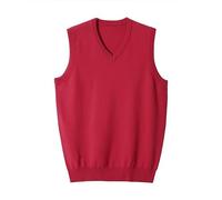 ORDOBO Chaleco De Punto Hombre - Retro Otoño Invierno Moda Chaleco Sin Mangas De Punto Suéter Chaleco Hombres Casual Suelto De Mediana Edad Tops Ropa Color Sólido,Red,XL