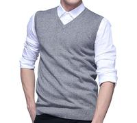 ORDOBO Chaleco De Punto Hombre - S-6Xl Hombres Jersey Sin Mangas Suéter Chaleco Otoño Invierno Prendas De Punto De Algodón Color Sólido Retro Oficina De Negocios con Cuello En V Tops Delgados,