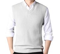 ORDOBO Chaleco De Punto Hombre - Suéter Suéter Chaleco Tallas Grandes S-4Xl Otoño Invierno Hombres Prendas De Punto Chaleco Sencillo con Cuello En V Vintage Suave Cómodo Tops Ropa,Gris,4XL 81-8