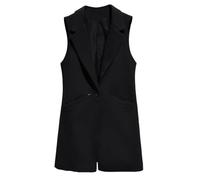 ORDOBO Chaleco De Traje De Mujer - Chaleco De Mujer Chaqueta Elegante Abrigo Sin Mangas Cárdigan De Bolsillo Fino Solapa Chaqueta De Oficina Formal Moda Verano Primavera Ropa, Negro, XL